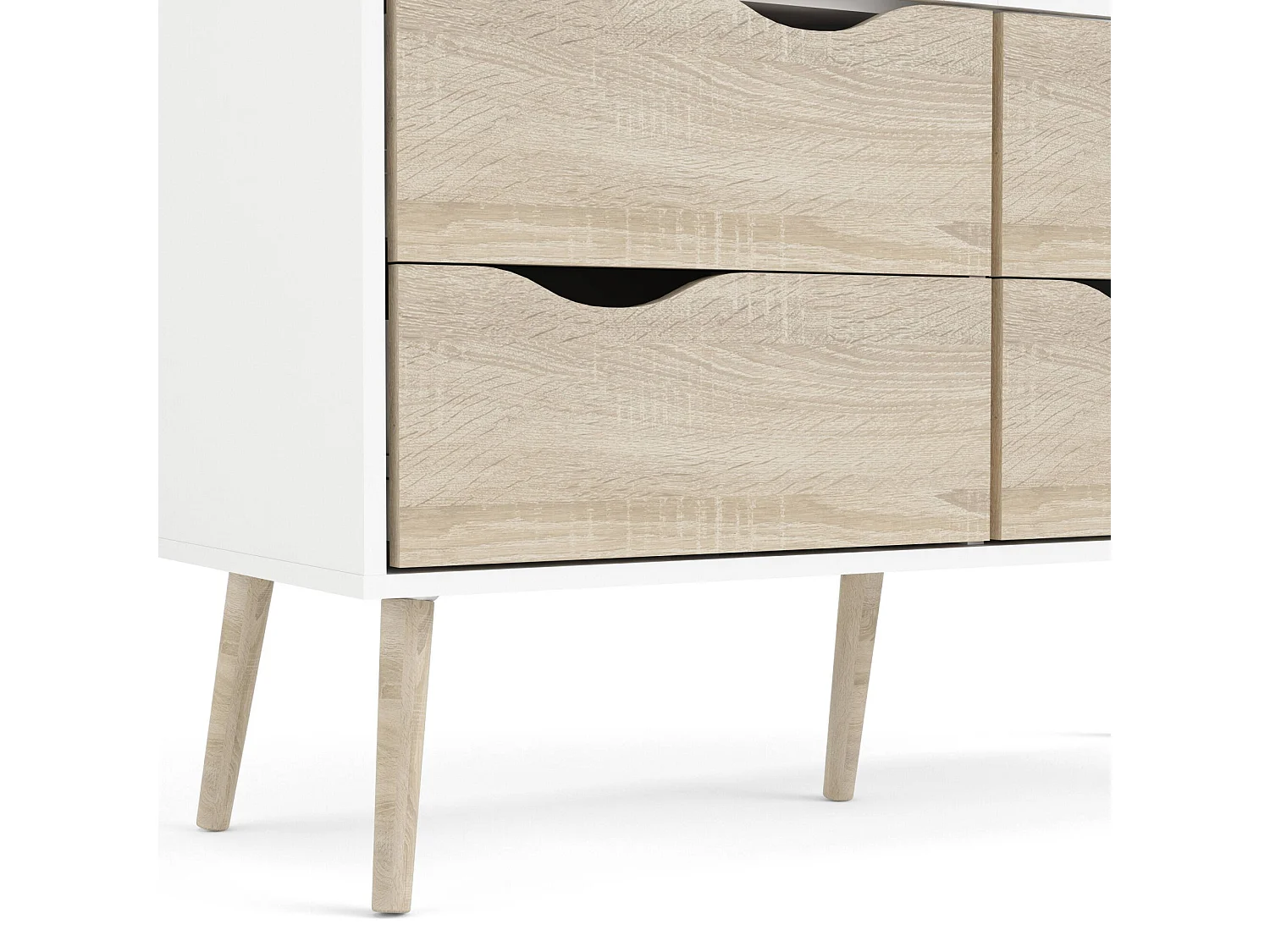 Dvarol vitrinekast, Vitrinekast, Multifunctionele vitrinekast, Woonkamerdressoir, 98x39 h200 cm, Wit en Eiken