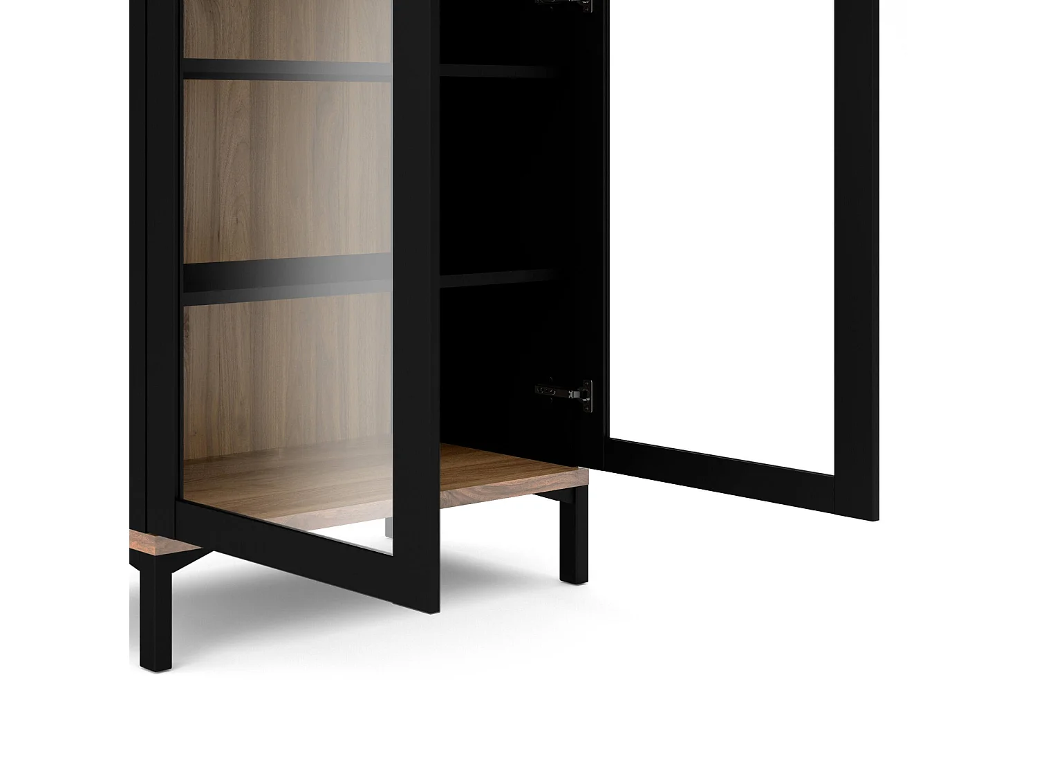 Vitrine Dvecchi, Buffet d'exposition, Vitrine polyvalente, Buffet de salon, 89x36 h203 cm, Noir et Noyer