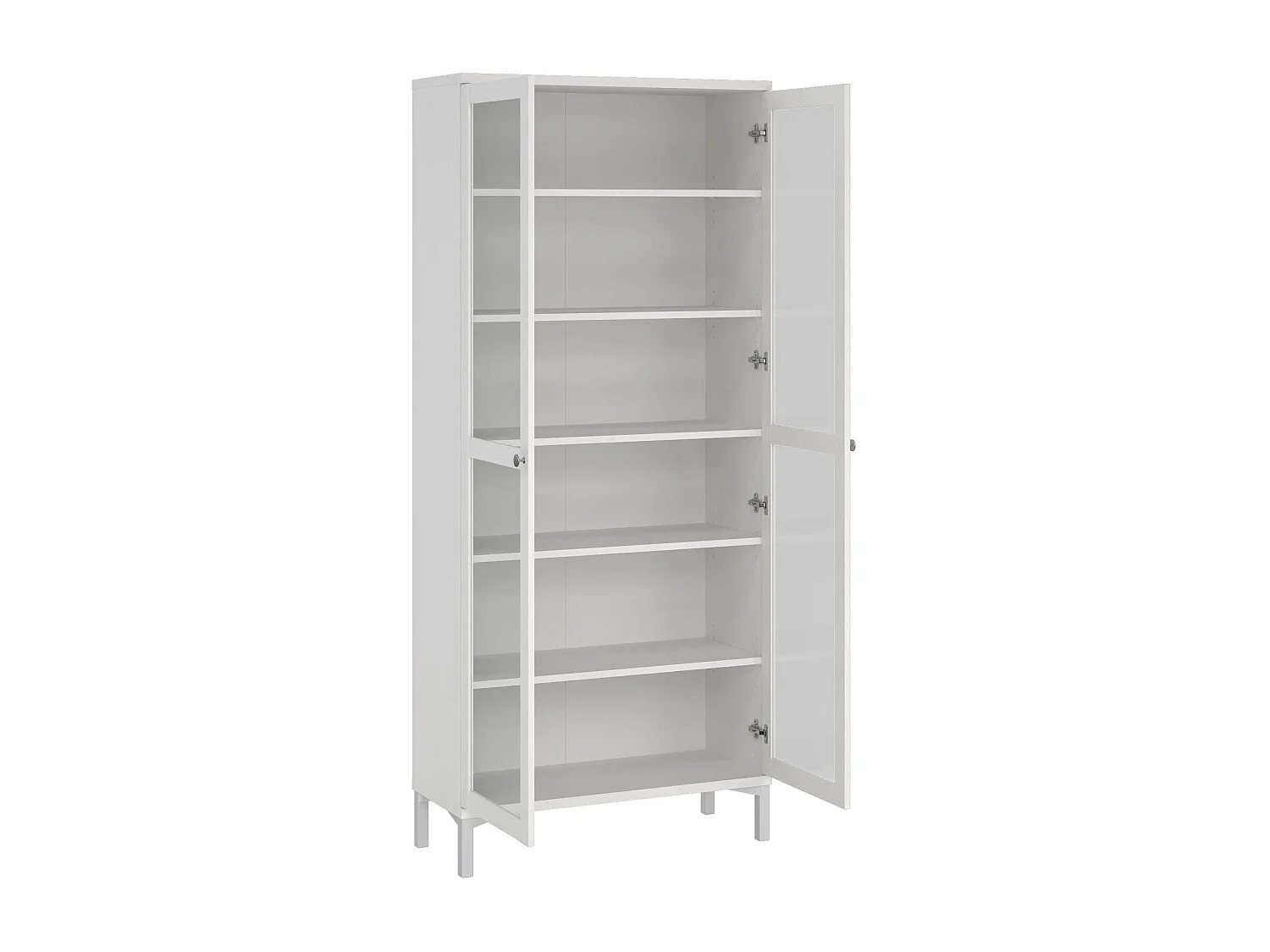 Vitrine Dvastol, Buffet d'exposition, Vitrine polyvalente, Buffet de salon, 89x36 h203 cm, Blanc