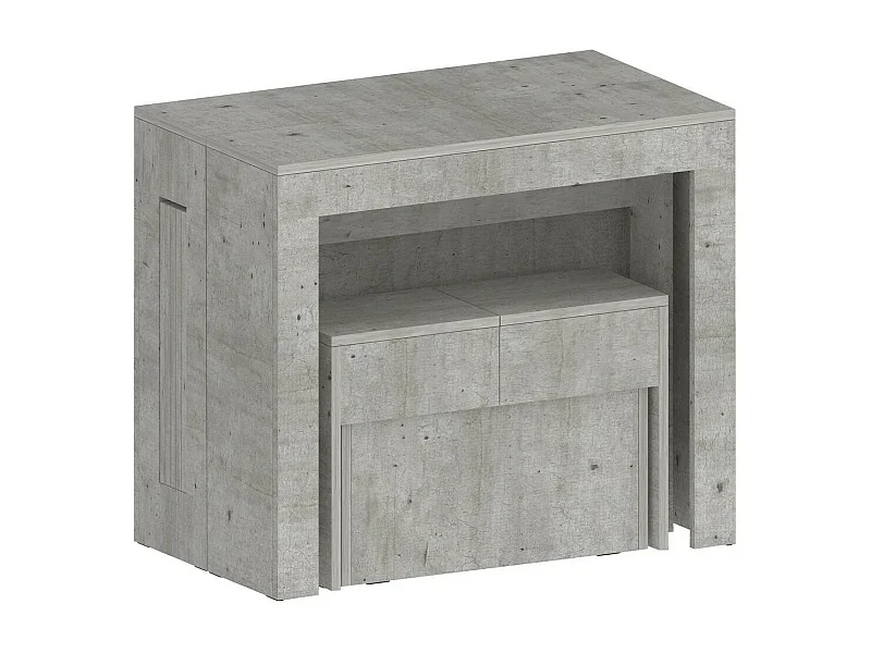 Dardizzon tafel en stoelenset, Multifunctionele samenstelling, Set met console en 1 uitschuifbare bank, 100% Made in Italy, 66x25h45 cm, Cement