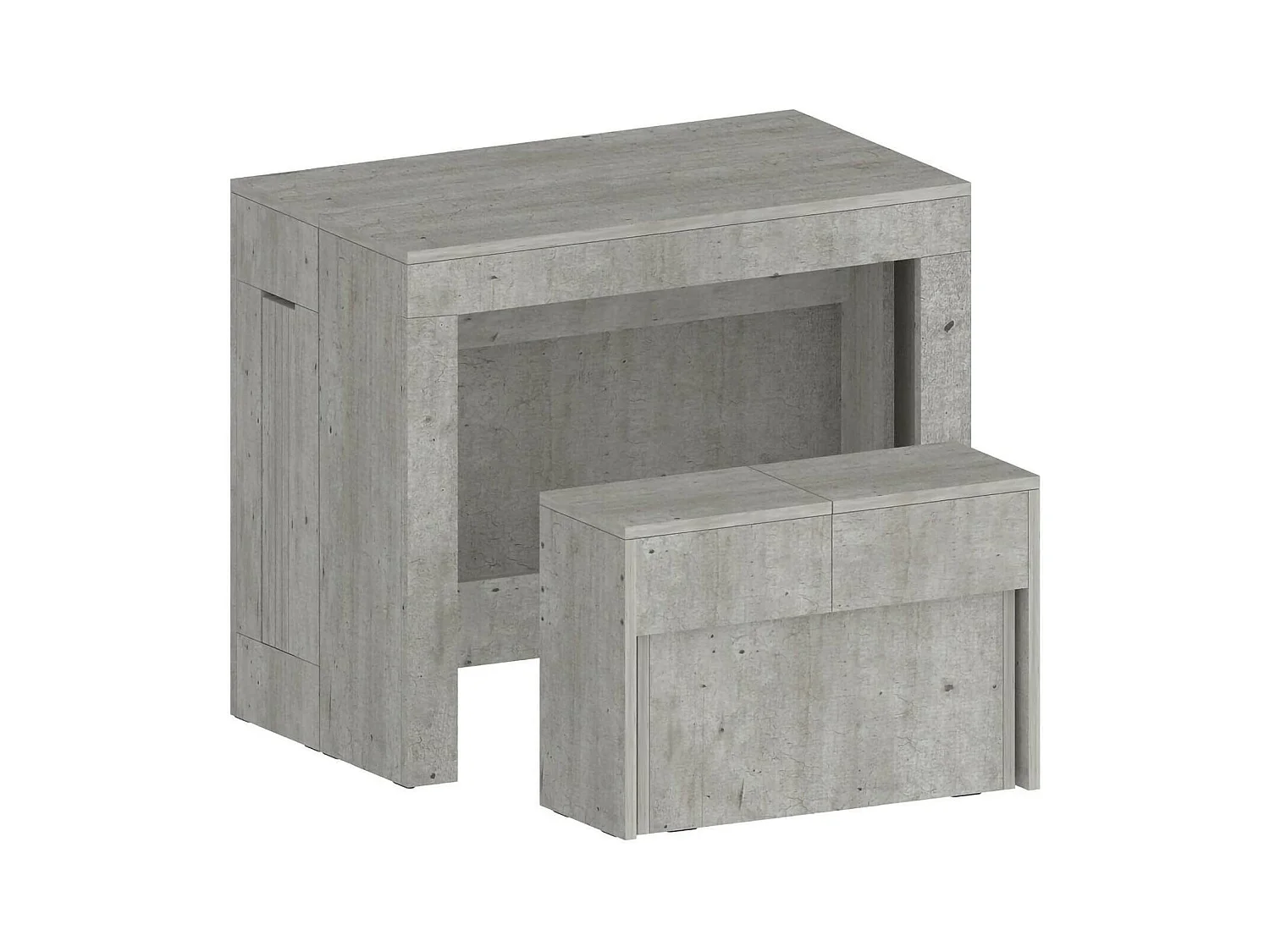 Dardizzon tafel en stoelenset, Multifunctionele samenstelling, Set met console en 1 uitschuifbare bank, 100% Made in Italy, 66x25h45 cm, Cement