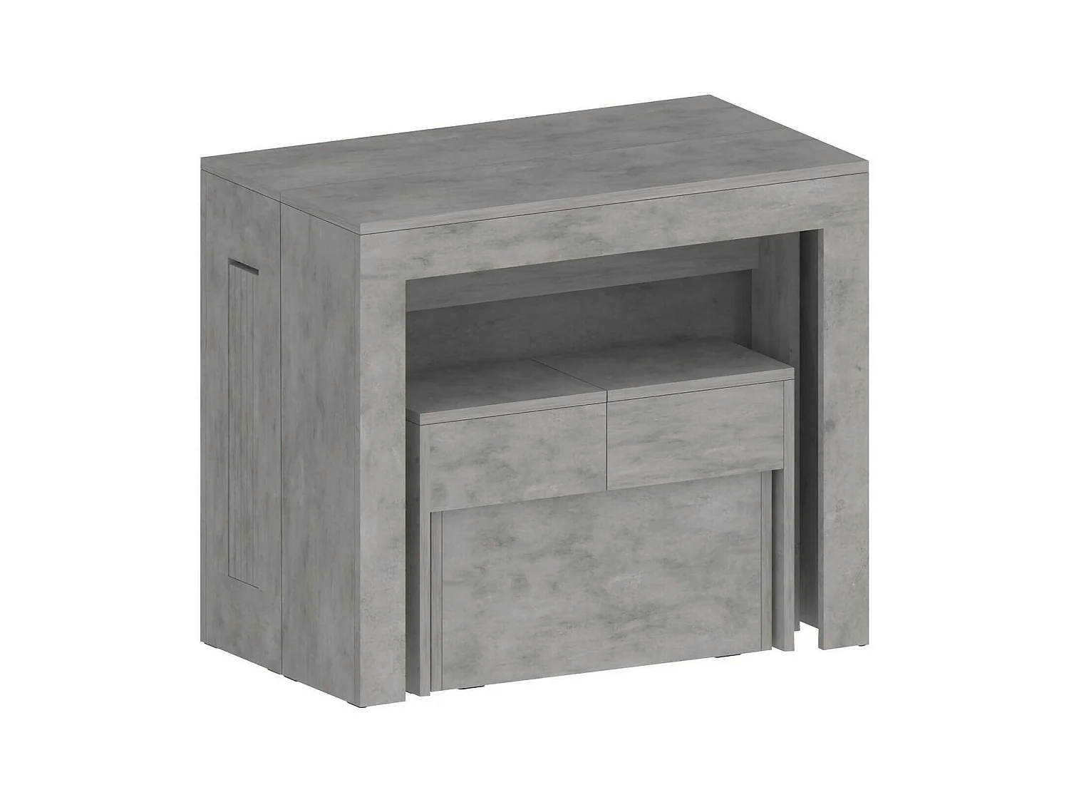 Ensemble table et chaises Dardizzon, Composition polyvalente, Ensemble avec console et 1 banc extensible, 100% Made in Italy, 66x25h45 cm, Gris
