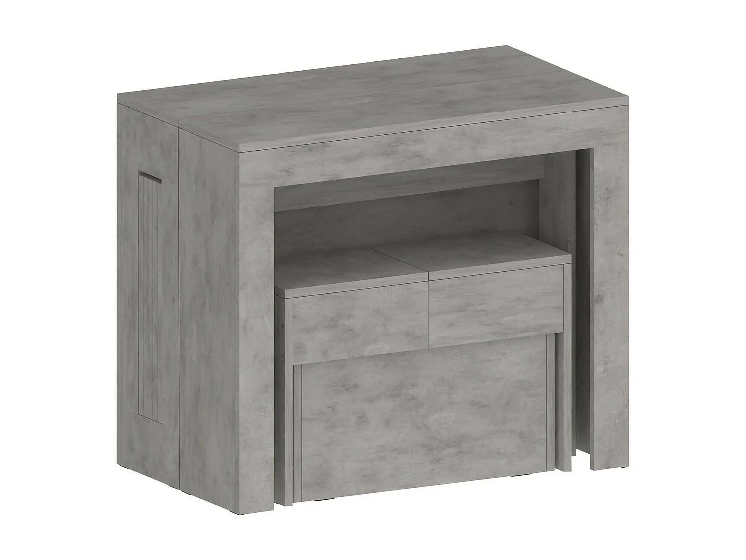 Ensemble table et chaises Dardizzon, Composition polyvalente, Ensemble avec console et 1 banc extensible, 100% Made in Italy, 66x25h45 cm, Gris