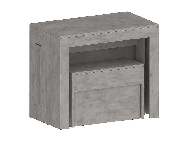 Ensemble table et chaises Dardizzon, Composition polyvalente, Ensemble avec console et 1 banc extensible, 100% Made in Italy, 66x25h45 cm, Gris