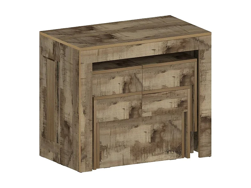 Conjunto de mesa e cadeira Dadamoni, Composição multiusos, Conjunto com consola e 2 bancos extensíveis, 100% Fabricado em Itália, 66x25h45 cm, Bordo