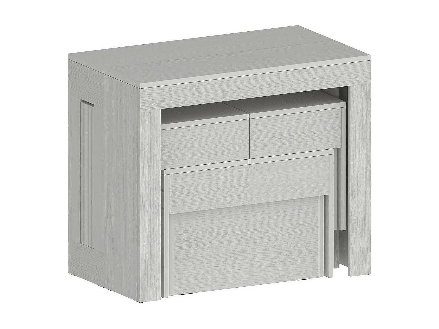 Ensemble table et chaises Dadamoni, Composition polyvalente, Ensemble avec console et 2 bancs extensibles, 100% Made in Italy, 66x25h45 cm, Blanc