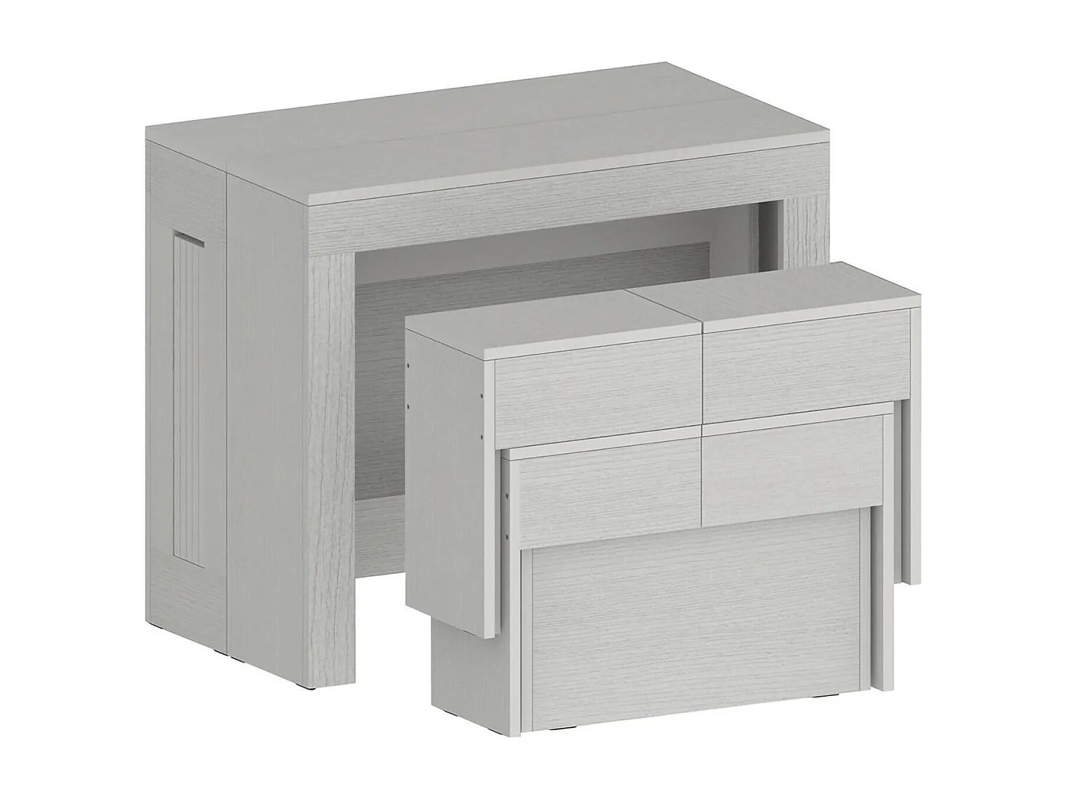 Conjunto de mesa e cadeiras Dadamoni, Composição multiusos, Conjunto com consola e 2 bancos extensíveis, 100% Fabricado em Itália, 66x25h45 cm, Branco