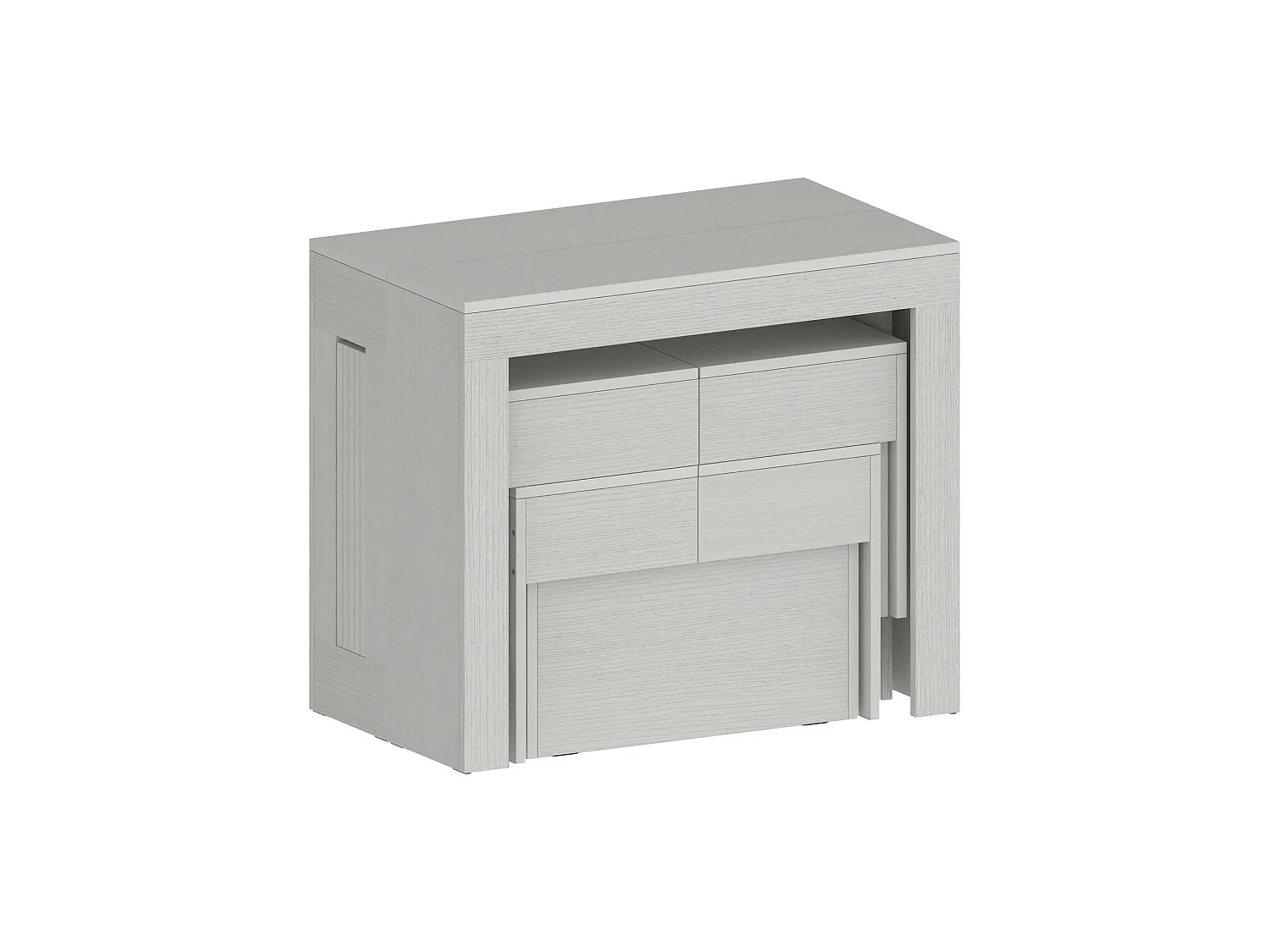 Ensemble table et chaises Dadamoni, Composition polyvalente, Ensemble avec console et 2 bancs extensibles, 100% Made in Italy, 66x25h45 cm, Blanc