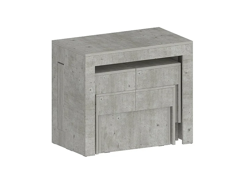 Ensemble table et chaises Dadamoni, Composition polyvalente, Ensemble avec console et 2 bancs extensibles, 100% Made in Italy, 66x25h45 cm, Ciment