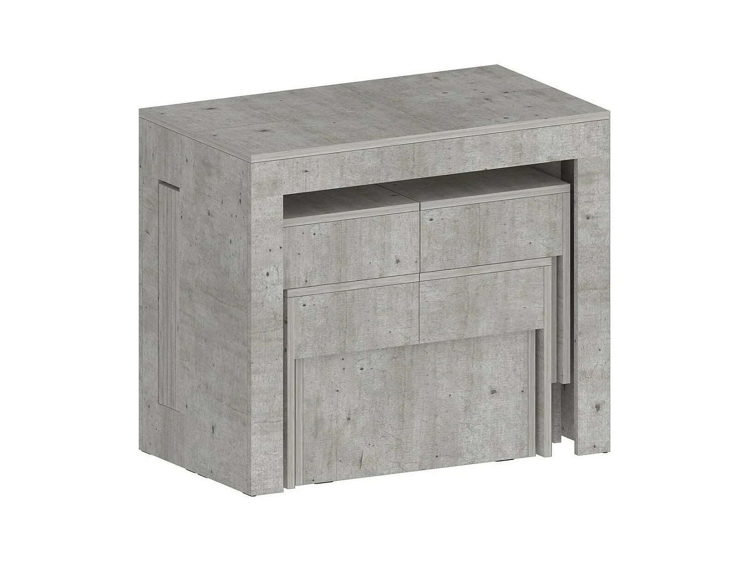 Tisch- und Stuhlset Dadamoni, Mehrzweckkomposition, Set mit Konsole und 2 ausziehbaren Bänken, 100 % Made in Italy, 66 x 25 x 45 cm, Zement