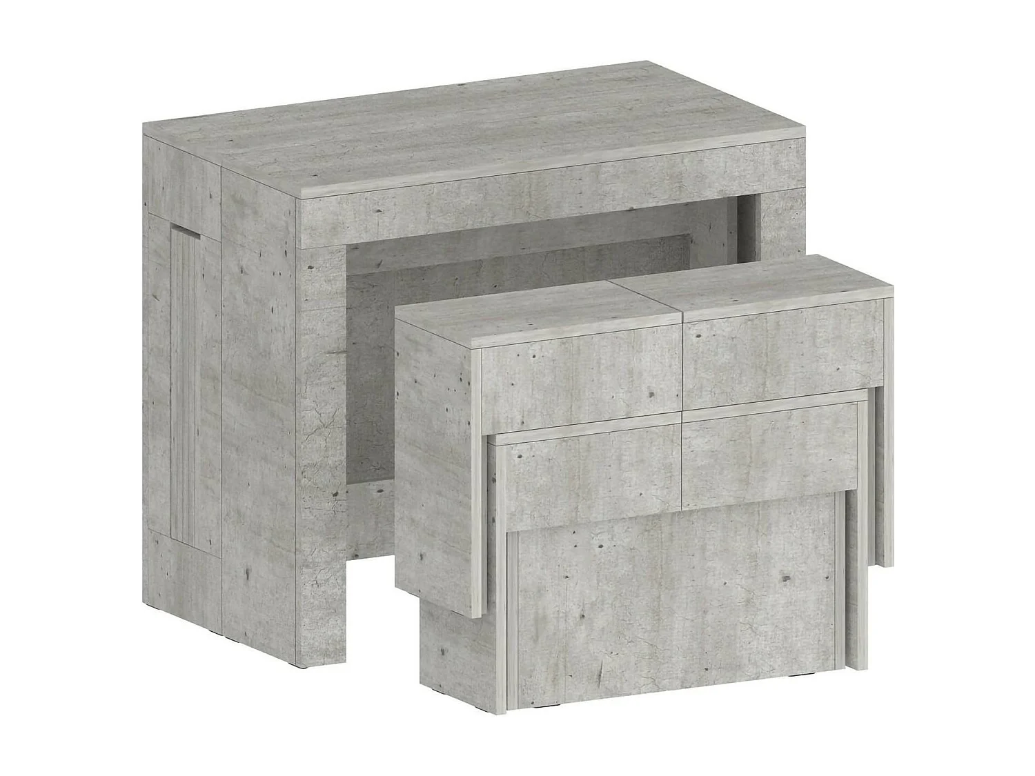 Conjunto de mesa y sillas Dadamoni, Composición multiusos, Conjunto con consola y 2 bancos extensibles, 100% Made in Italy, 66x25h45 cm, Cemento