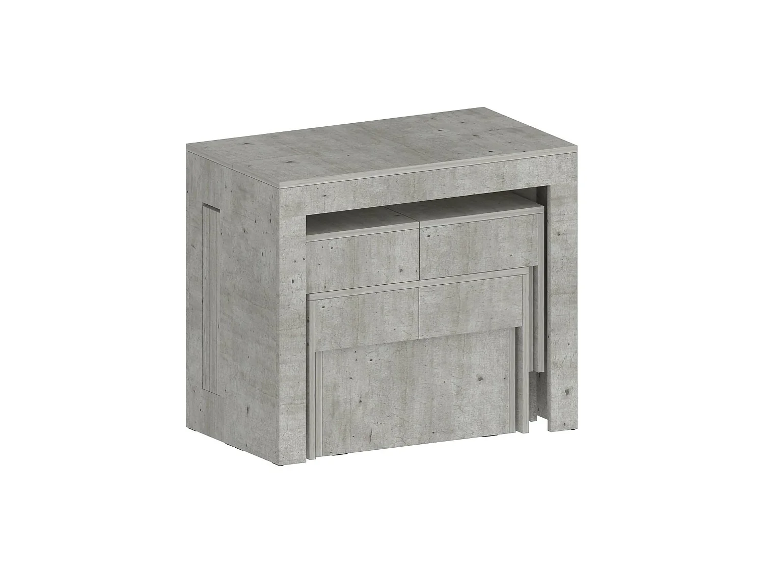 Ensemble table et chaises Dadamoni, Composition polyvalente, Ensemble avec console et 2 bancs extensibles, 100% Made in Italy, 66x25h45 cm, Ciment