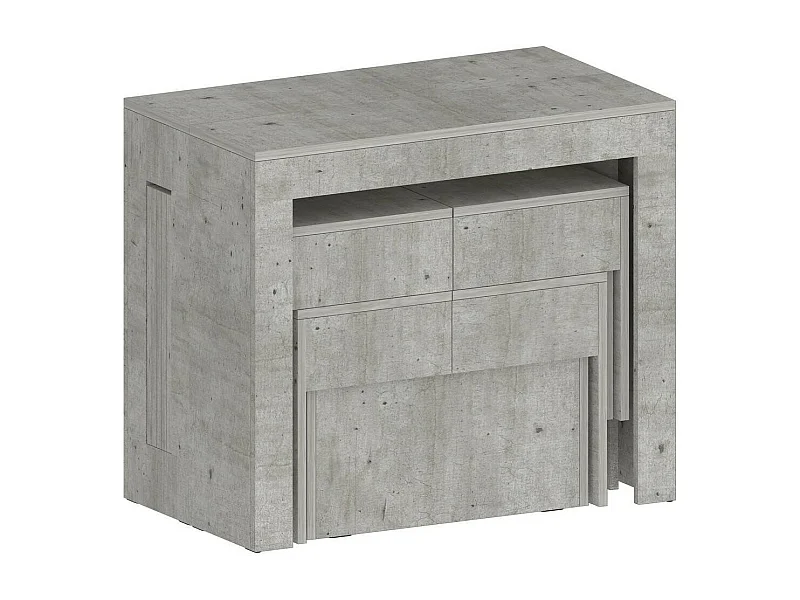 Conjunto de mesa y sillas Dadamoni, Composición multiusos, Conjunto con consola y 2 bancos extensibles, 100% Made in Italy, 66x25h45 cm, Cemento