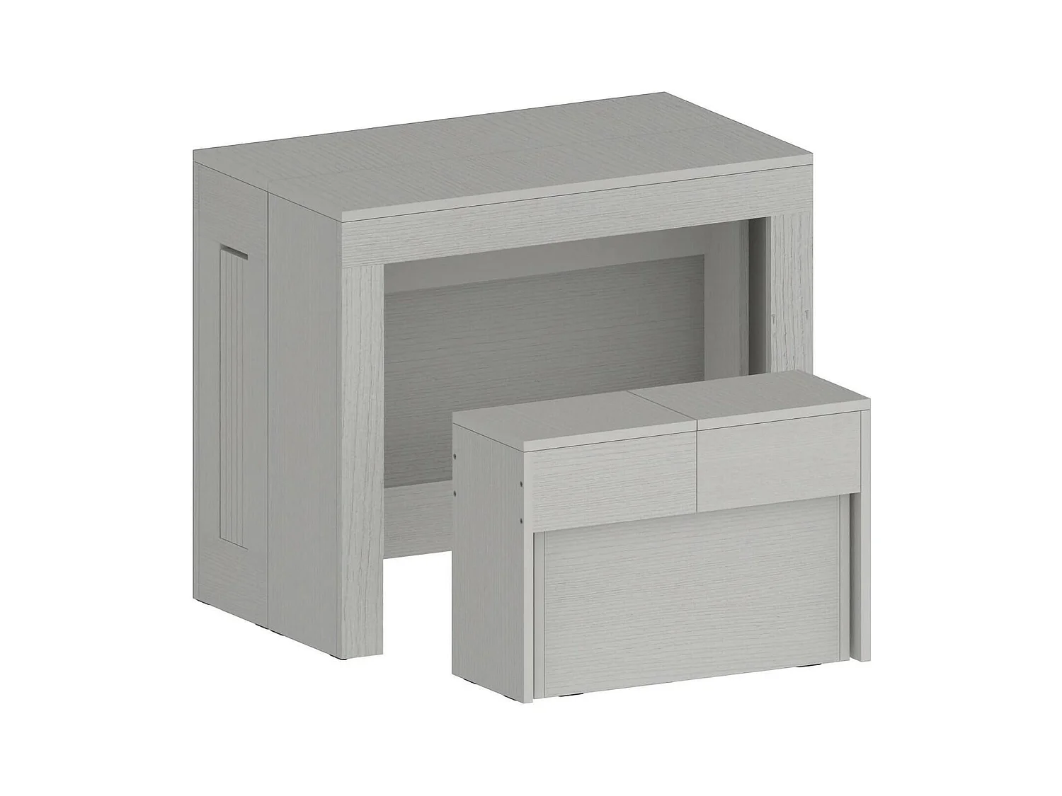 Ensemble table et chaises Dardizzon, Composition polyvalente, Ensemble avec console et 1 banc extensible, 100% Made in Italy, 66x25h45 cm, Blanc