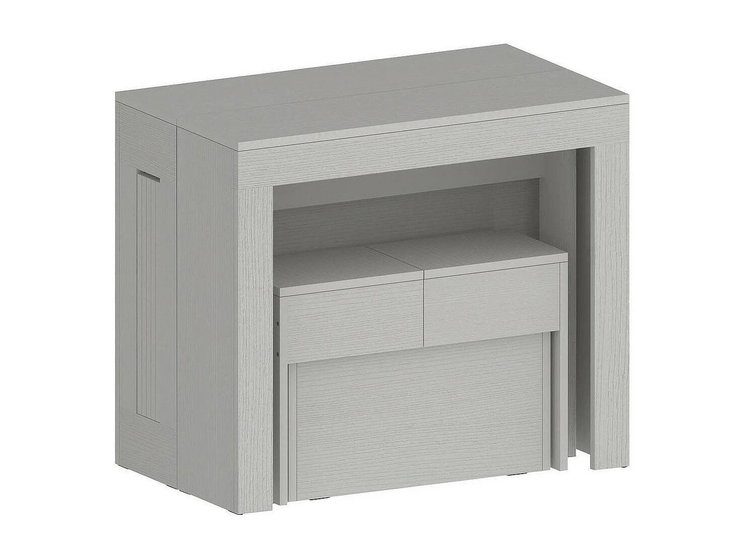 Dardizzon tafel en stoelenset, Multifunctionele samenstelling, Set met console en 1 uitschuifbare bank, 100% Made in Italy, 66x25h45 cm, Wit