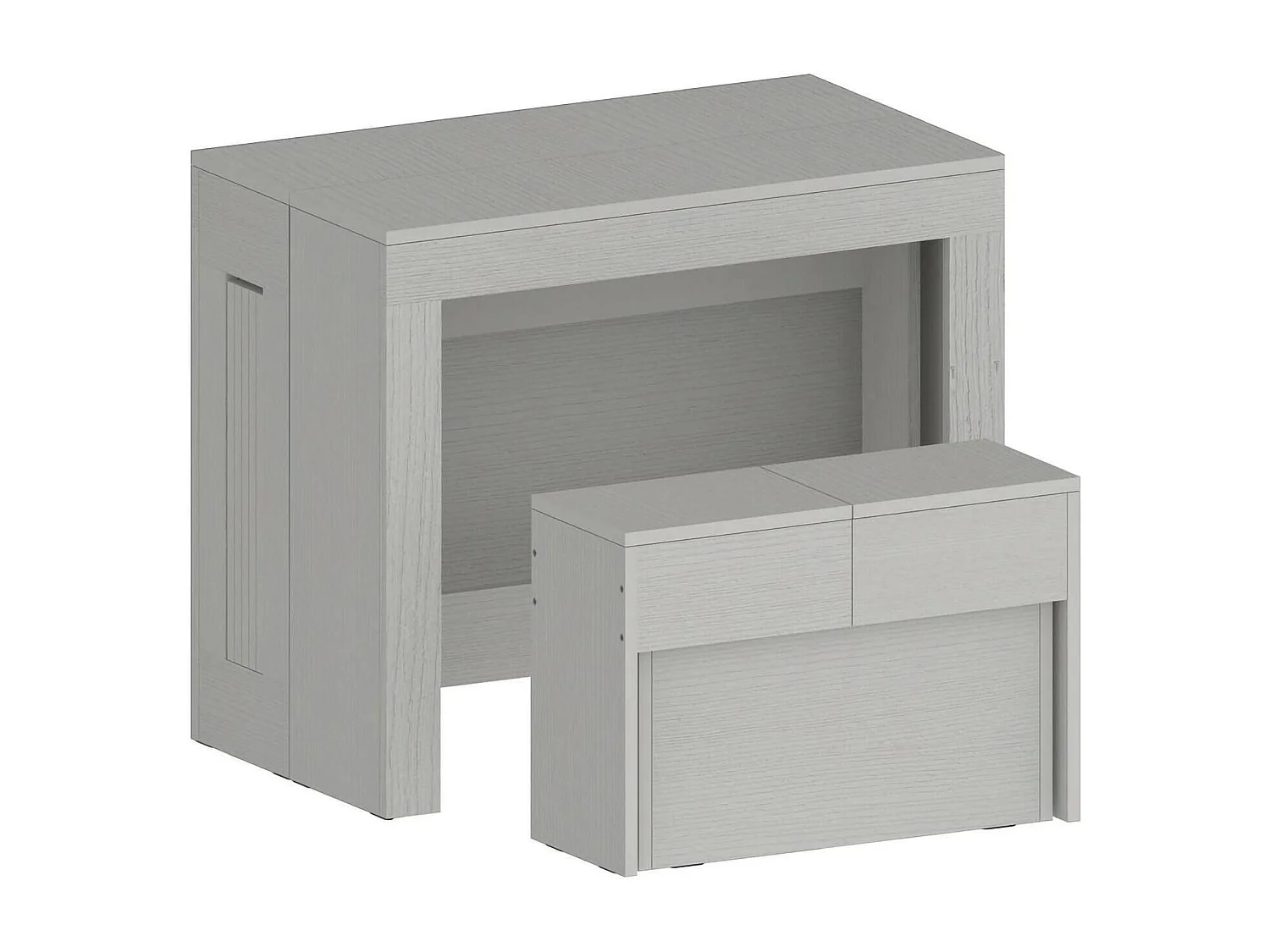 Ensemble table et chaises Dardizzon, Composition polyvalente, Ensemble avec console et 1 banc extensible, 100% Made in Italy, 66x25h45 cm, Blanc