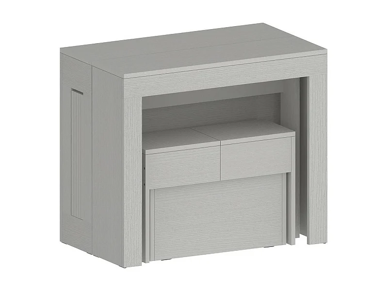 Conjunto de mesa y sillas Dardizzon, Composición multiusos, Conjunto con consola y 1 banco extensible, 100% Made in Italy, 66x25h45 cm, Blanco