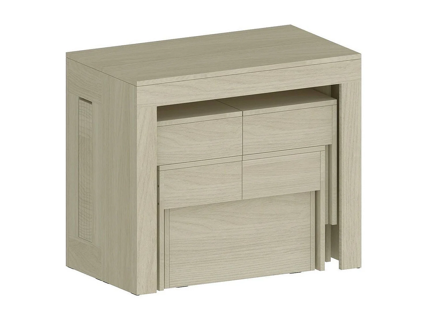 Ensemble table et chaises Dadamoni, Composition polyvalente, Ensemble avec console et 2 bancs extensibles, 100% Made in Italy, 66x25h45 cm, Olmo