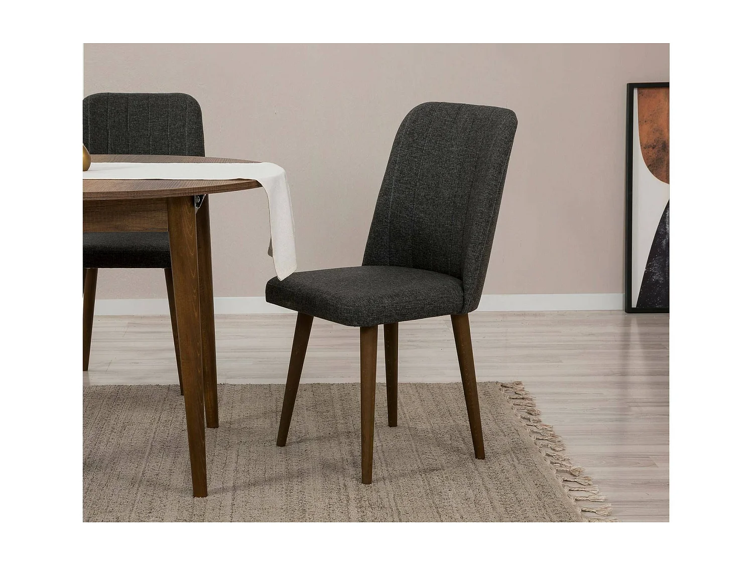 Ensemble de table et de chaises Dapollon, Ensemble pour la salle à manger, Composition table et chaise, Kit salon peu encombrant, 100x100h75 cm, Noyer et Anthracite