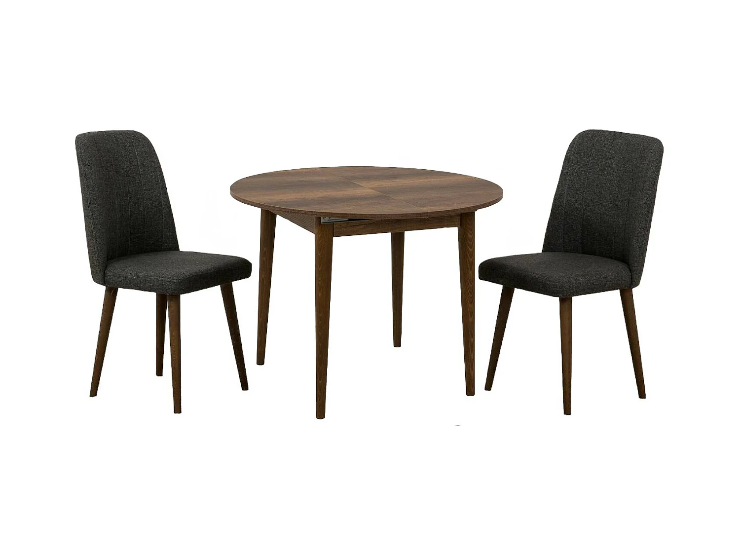 Ensemble de table et de chaises Dapollon, Ensemble pour la salle à manger, Composition table et chaise, Kit salon peu encombrant, 100x100h75 cm, Noyer et Anthracite