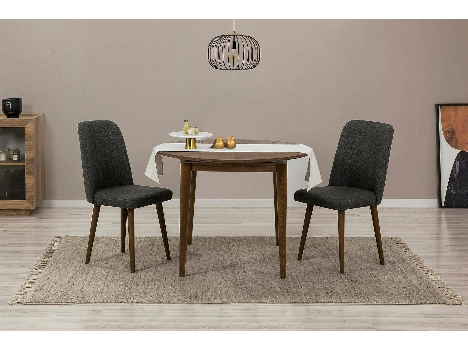 Tisch- und Stuhlset Dapollon, Gartensitzgruppe, Zusammensetzung von Tischen und Bänken, Outdoor-Lounge mit Tisch und Stühlen, 100x100h75 cm, Walnuss und Anthrazit