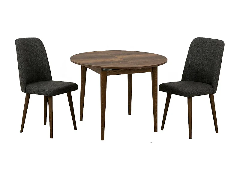 Dapollon tafel en stoelenset, Eetkamerset, Tafel- en stoelsamenstelling, Ruimtebesparende woonkamerset, 100x100h75 cm, Walnoot en Antraciet