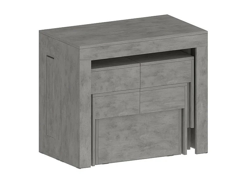 Ensemble table et chaises Dadamoni, Composition polyvalente, Ensemble avec console et 2 bancs extensibles, 100% Made in Italy, 66x25h45 cm, Gris