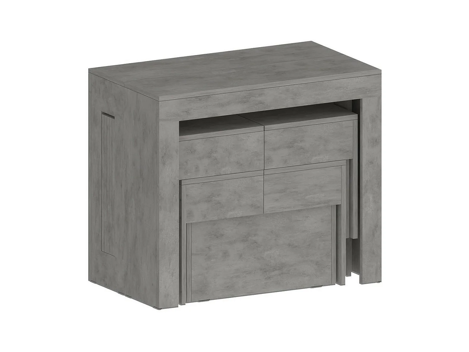 Ensemble table et chaises Dadamoni, Composition polyvalente, Ensemble avec console et 2 bancs extensibles, 100% Made in Italy, 66x25h45 cm, Gris