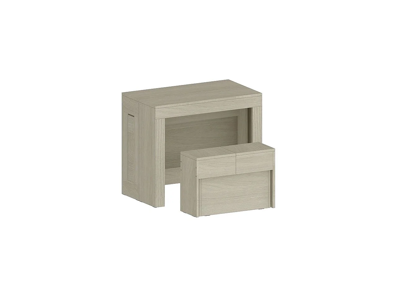 Ensemble table et chaises Dadamoni, Composition polyvalente, Ensemble avec console et 2 bancs extensibles, 100% Made in Italy, 66x25h45 cm, Gris