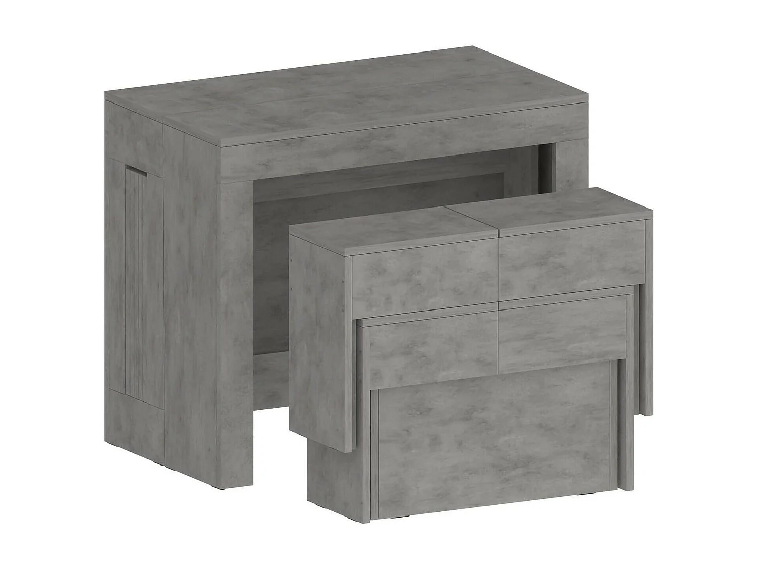 Dadamoni tafel- en stoelenset, Multifunctionele samenstelling, Set met console en 2 uitschuifbare banken, 100% Made in Italy, 66x25h45 cm, Grijs