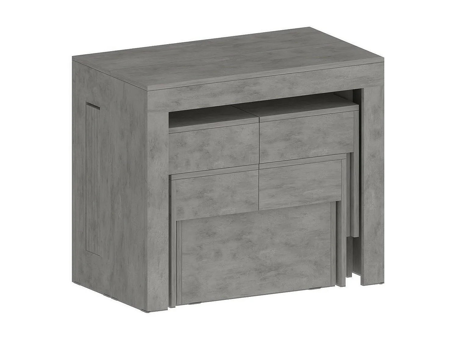 Ensemble table et chaises Dadamoni, Composition polyvalente, Ensemble avec console et 2 bancs extensibles, 100% Made in Italy, 66x25h45 cm, Gris