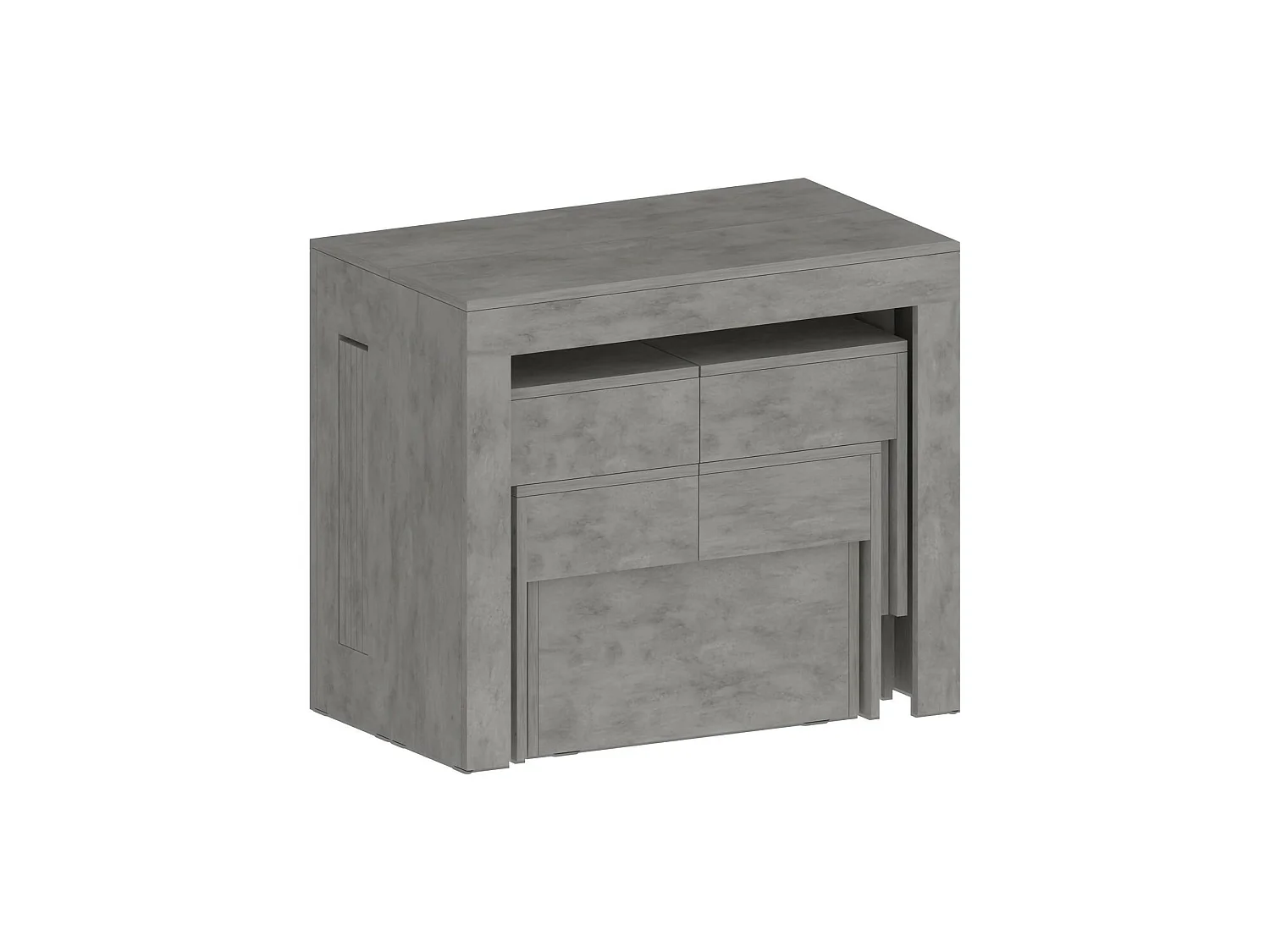 Ensemble table et chaises Dadamoni, Composition polyvalente, Ensemble avec console et 2 bancs extensibles, 100% Made in Italy, 66x25h45 cm, Gris