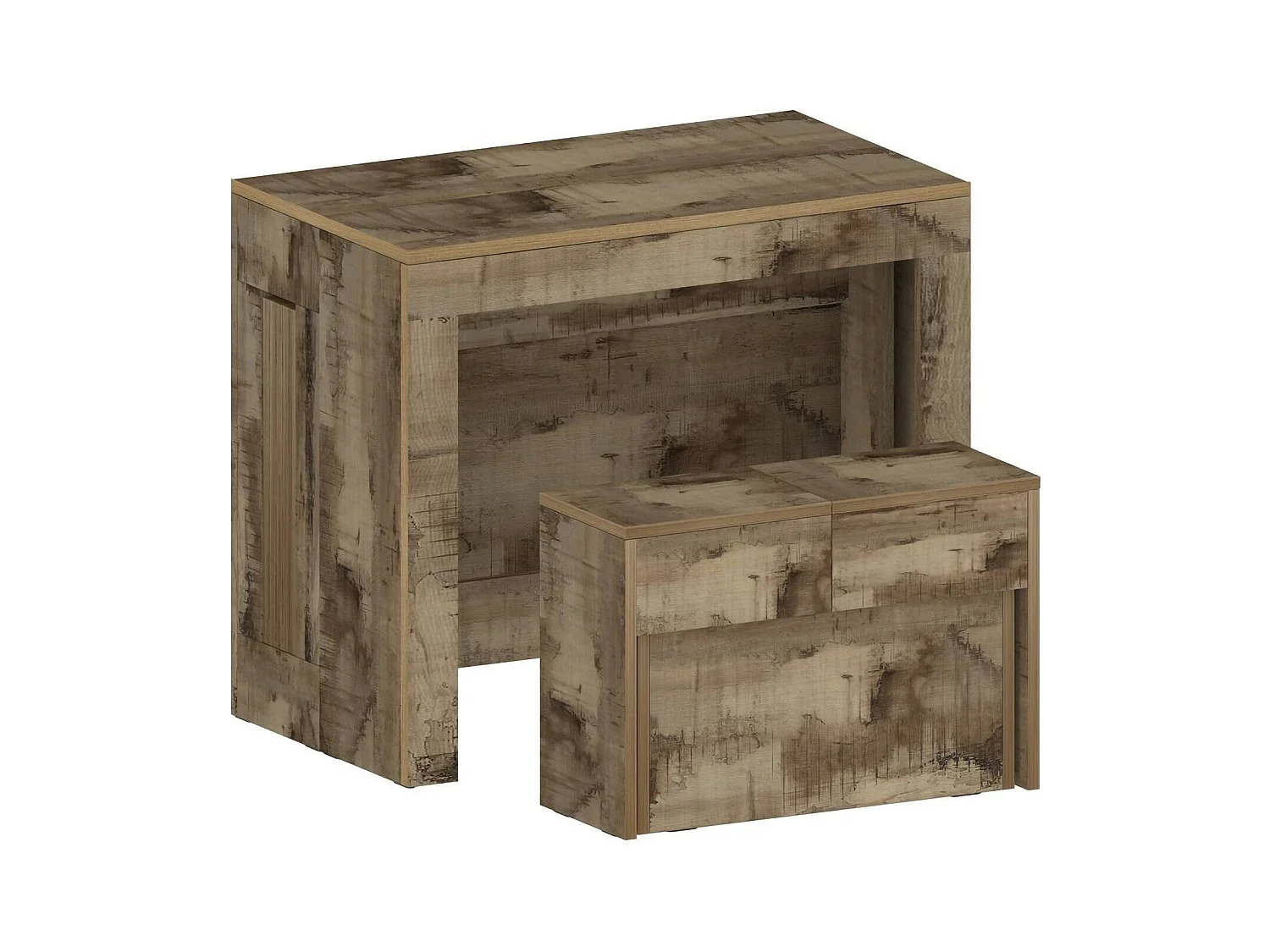 Ensemble table et chaises Dardizzon, Composition polyvalente, Ensemble avec console et 1 banc extensible, 100% Made in Italy, 66x25h45 cm, Érable
