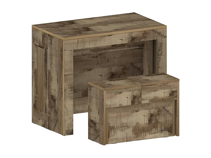 Conjunto de mesa e cadeiras Dardizzon, Composição multiusos, Conjunto com consola e 1 banco extensível, 100% Fabricado em Itália, 66x25h45 cm, Bordo