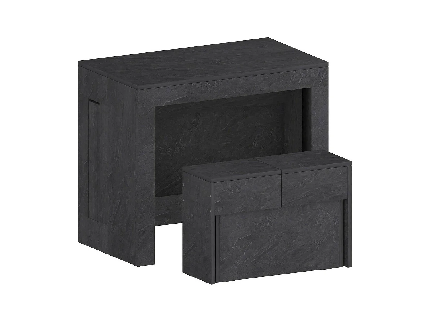 Ensemble table et chaises Dardizzon, Composition polyvalente, Ensemble avec console et 1 banc extensible, 100% Made in Italy, 66x25h45 cm, Ardoise