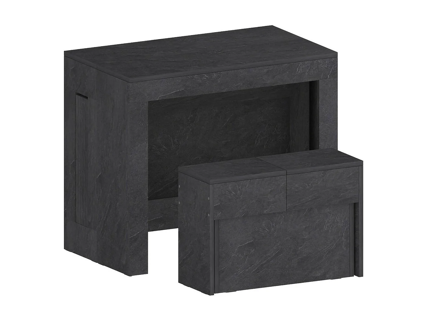 Ensemble table et chaises Dardizzon, Composition polyvalente, Ensemble avec console et 1 banc extensible, 100% Made in Italy, 66x25h45 cm, Ardoise