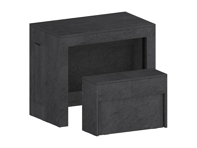 Conjunto de mesa e cadeiras Dardizzon, Composição polivalente, Conjunto com consola e 1 banco extensível, 100% Fabricado em Itália, 66x25h45 cm, Ardósia