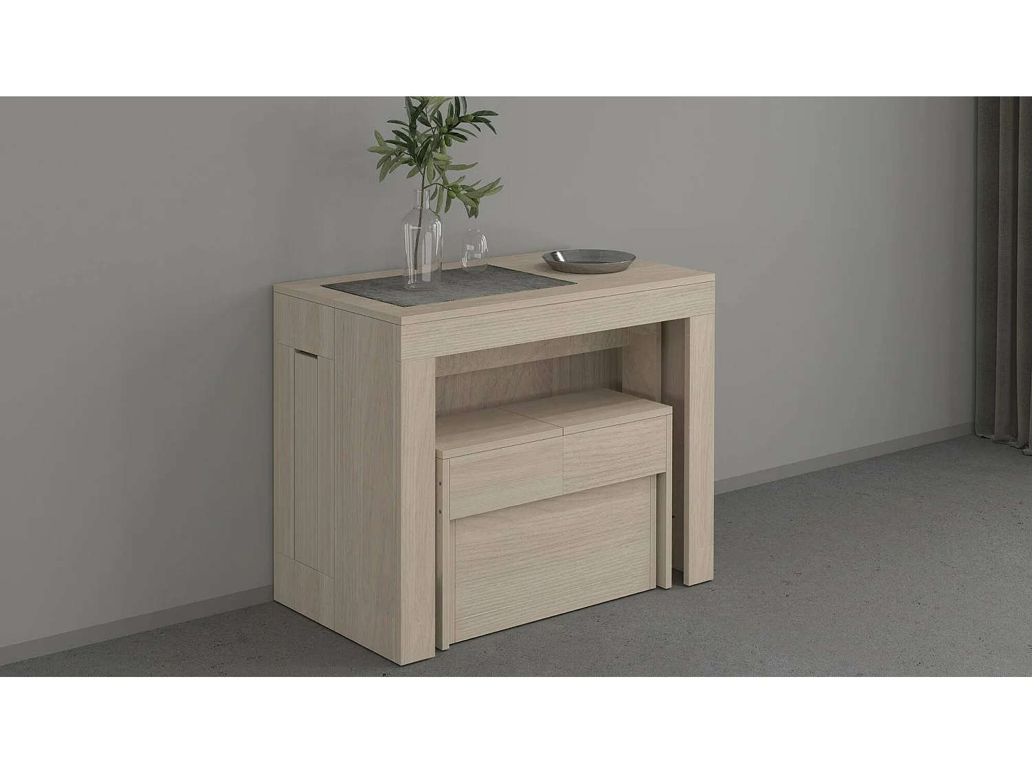 Dmora - Set tavolo e sedie Badesi, 66x25h45 cm, Olmo