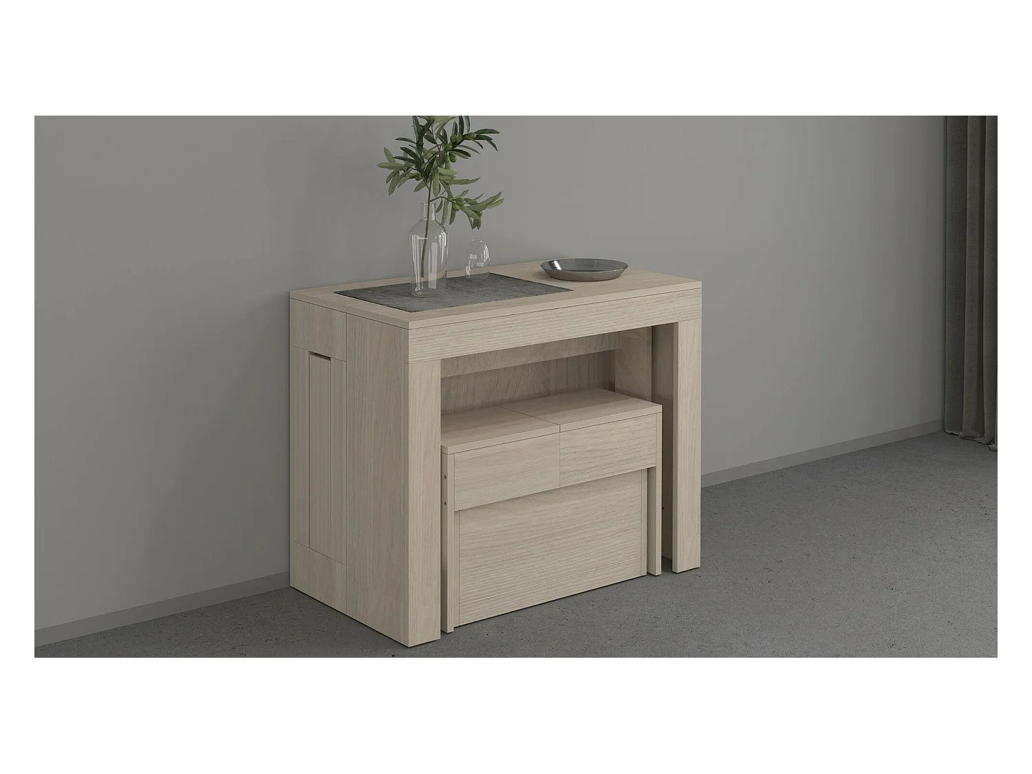Dmora - Set tavolo e sedie Badesi, 66x25h45 cm, Olmo
