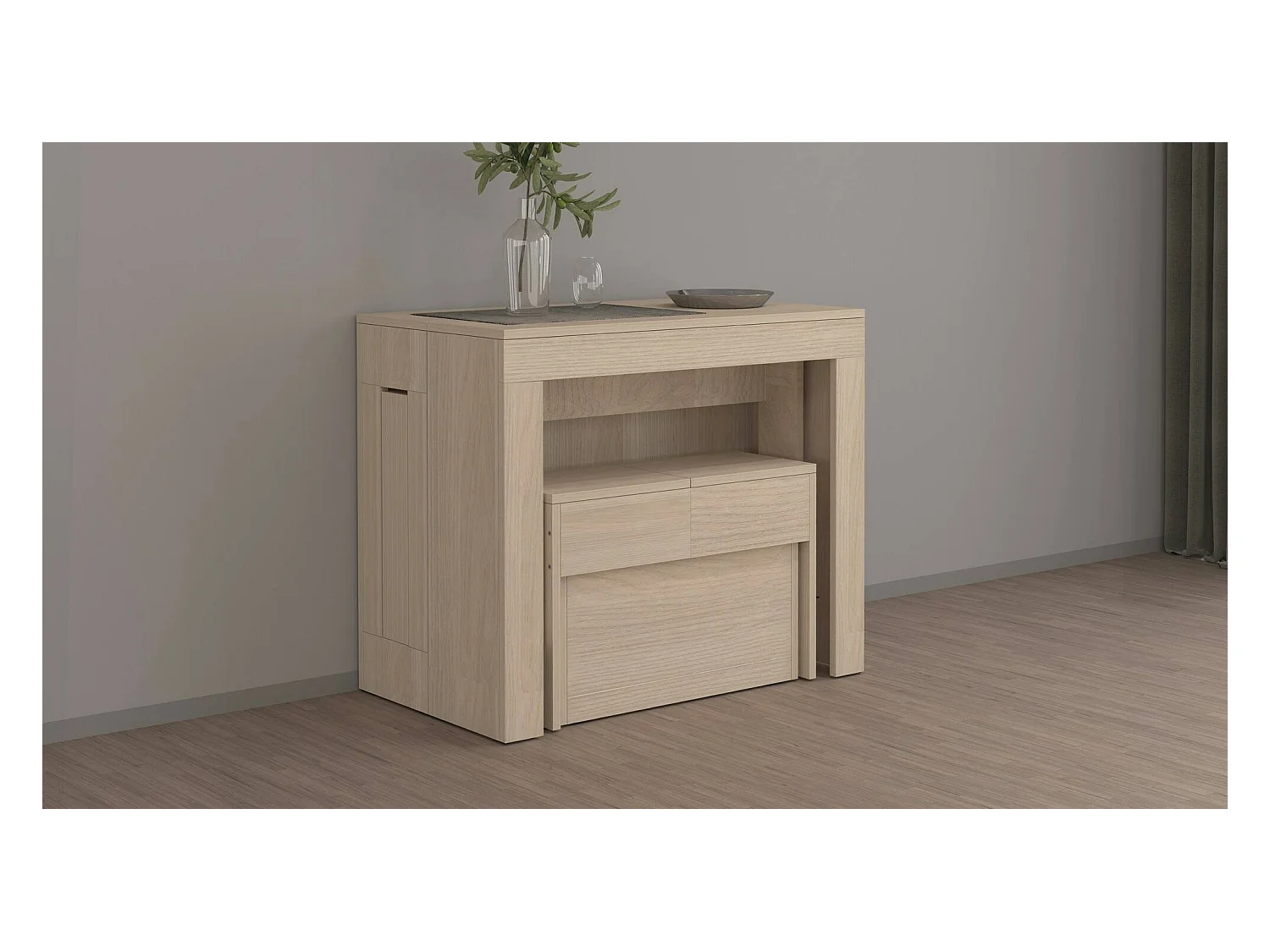 Dmora - Set tavolo e sedie Badesi, 66x25h45 cm, Olmo