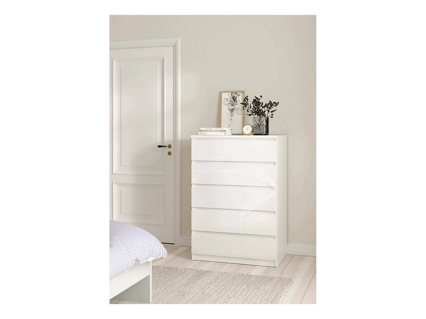 Commode Drivalt, Commode polyvalente, Commode de chambre, Meuble avec tiroirs, 77x50 h111 cm, Blanc