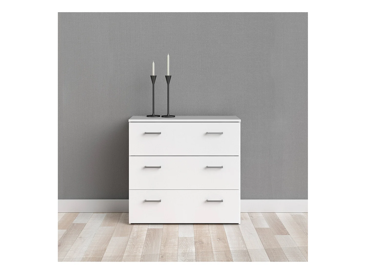 Commode Drenaul, Commode polyvalente, Commode de chambre, Meuble avec tiroirs, 74x36 h70 cm, Blanc