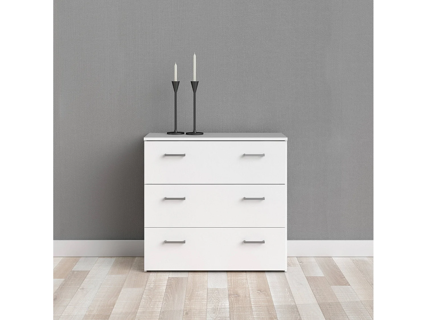 Commode Drenaul, Commode polyvalente, Commode de chambre, Meuble avec tiroirs, 74x36 h70 cm, Blanc