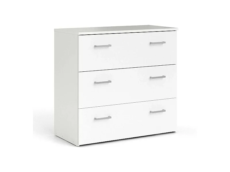 Commode Drenaul, Commode polyvalente, Commode de chambre, Meuble avec tiroirs, 74x36 h70 cm, Blanc