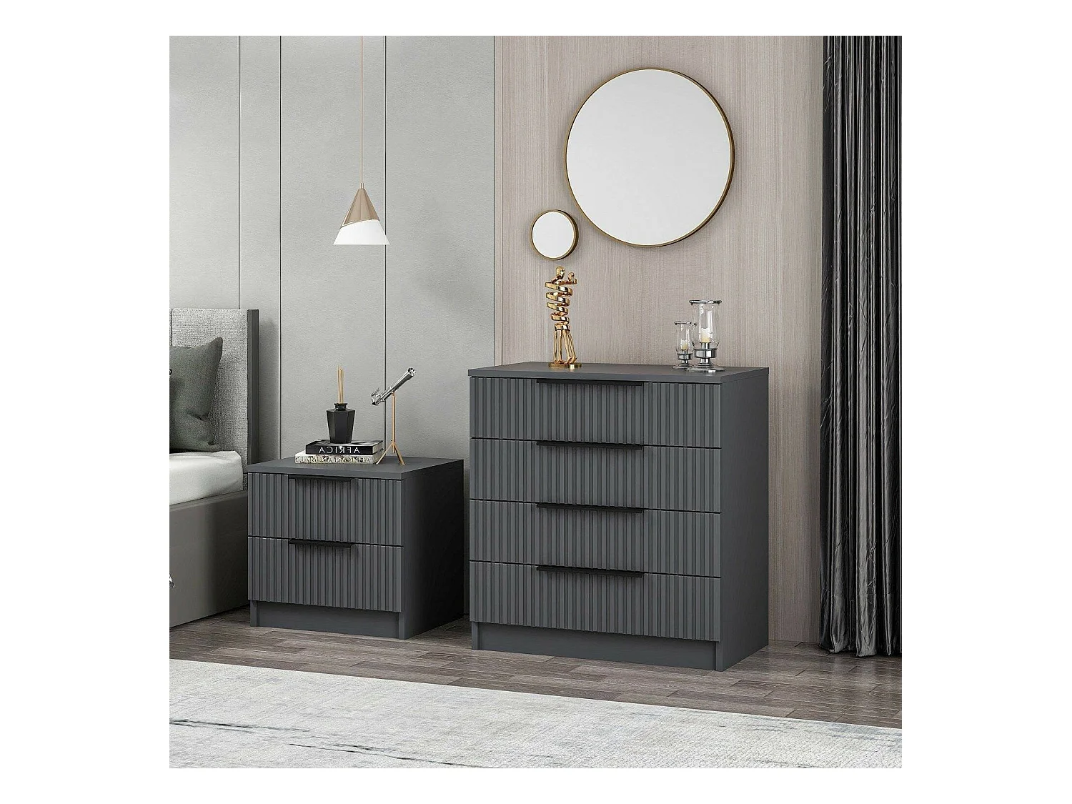 Commode Ddopfe, Commode polyvalente, Commode de chambre, Meuble avec tiroirs, 72x42 h77 cm, Anthracite