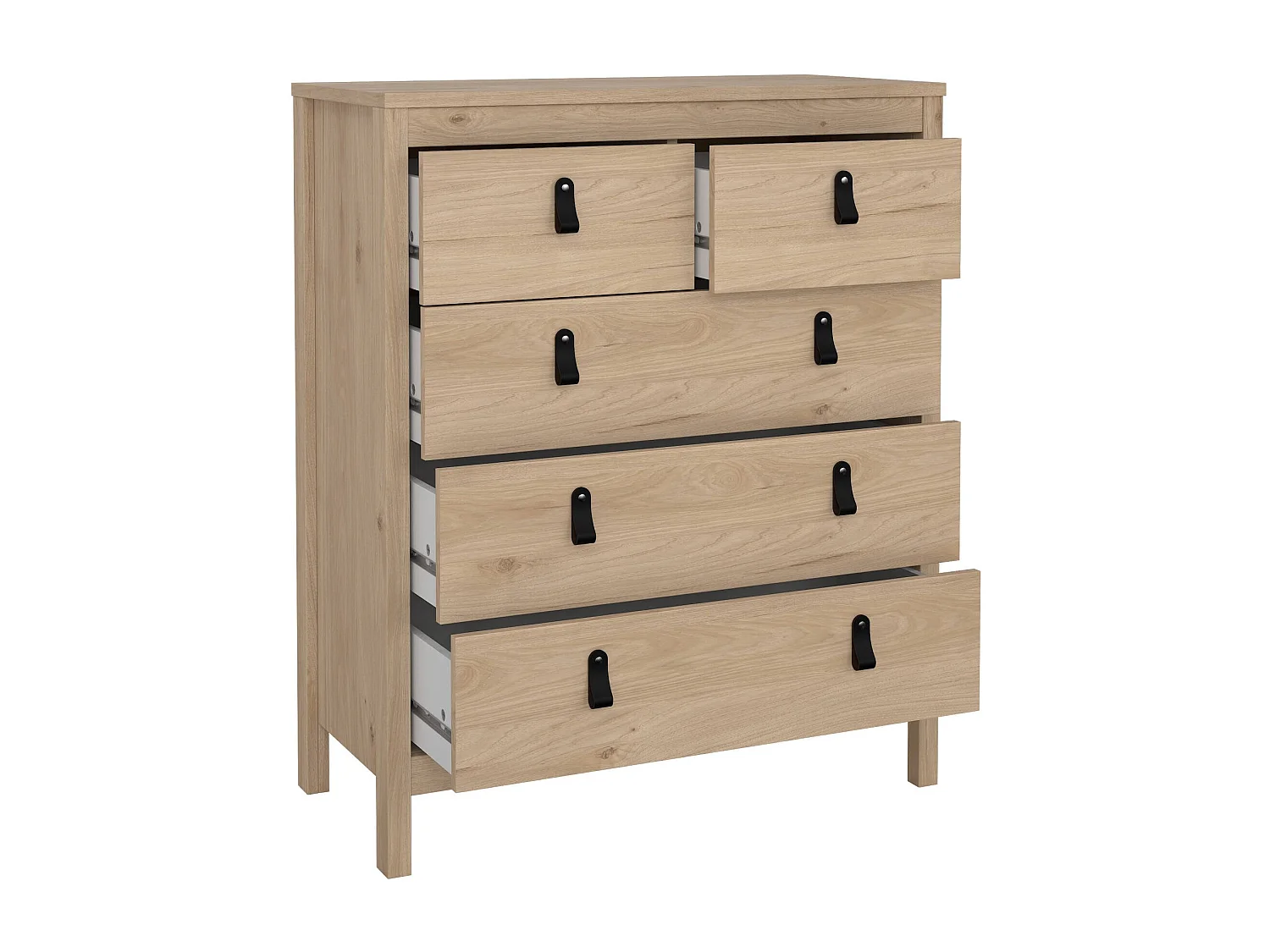 Commode Drizzol, Commode polyvalente, Commode de chambre, Meuble avec tiroirs, 82x38 h99 cm, Chêne clair