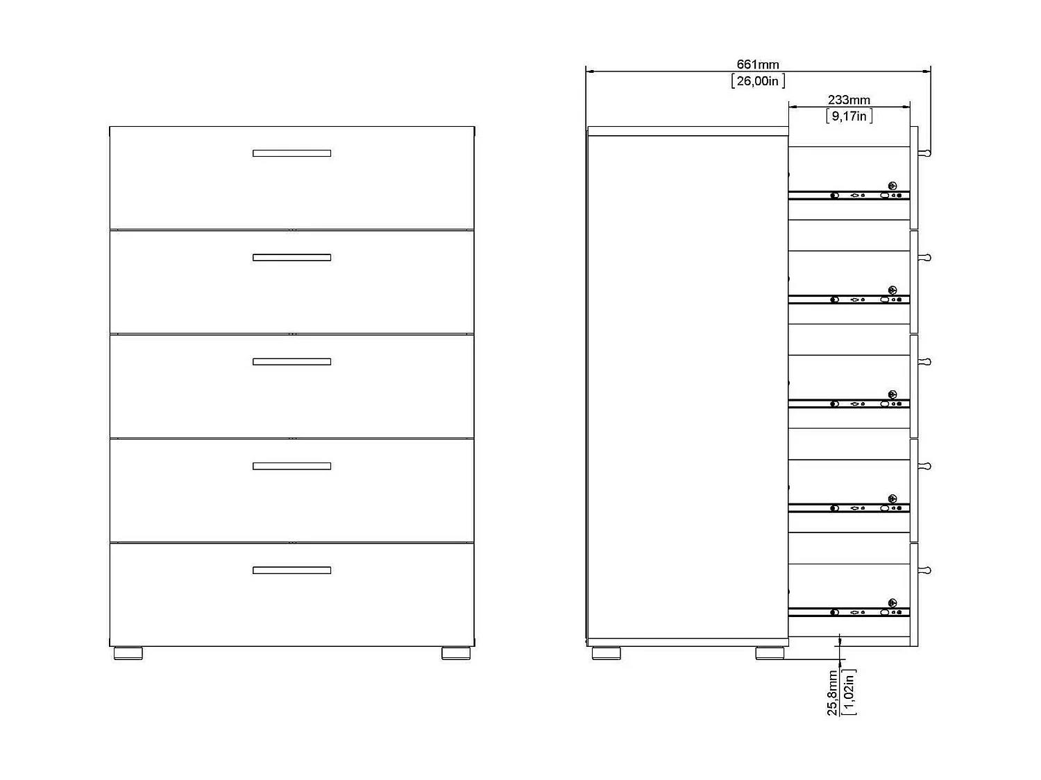 Commode Drosell, Commode polyvalente, Commode de chambre, Meuble avec tiroirs, 70x40 h102 cm, Chêne et Blanc