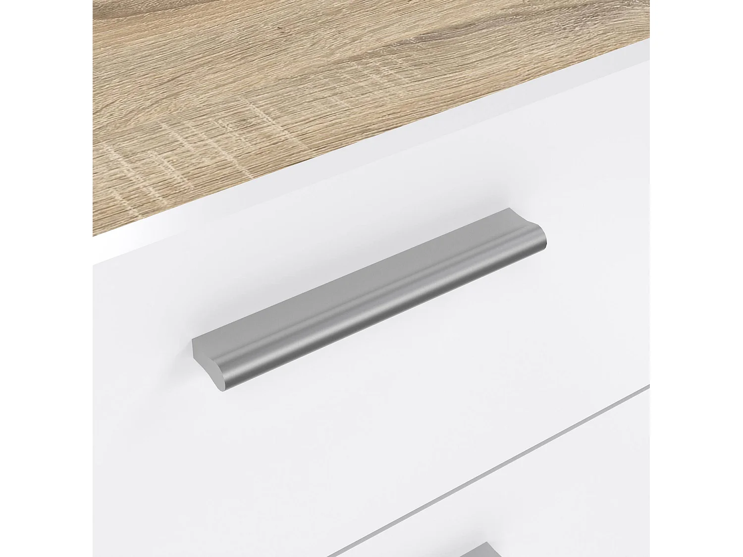 Kommode Drosell, Mehrzweckkommode, Schlafzimmerkommode, Schrank mit Schubladen, 70x40 h102 cm, Eiche und WeiÃŸ