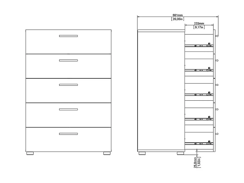 Cómoda Drosell, Cómoda multiusos, Cómoda de quarto, Armário com gavetas, 70x40 h102 cm, Carvalho e Branco