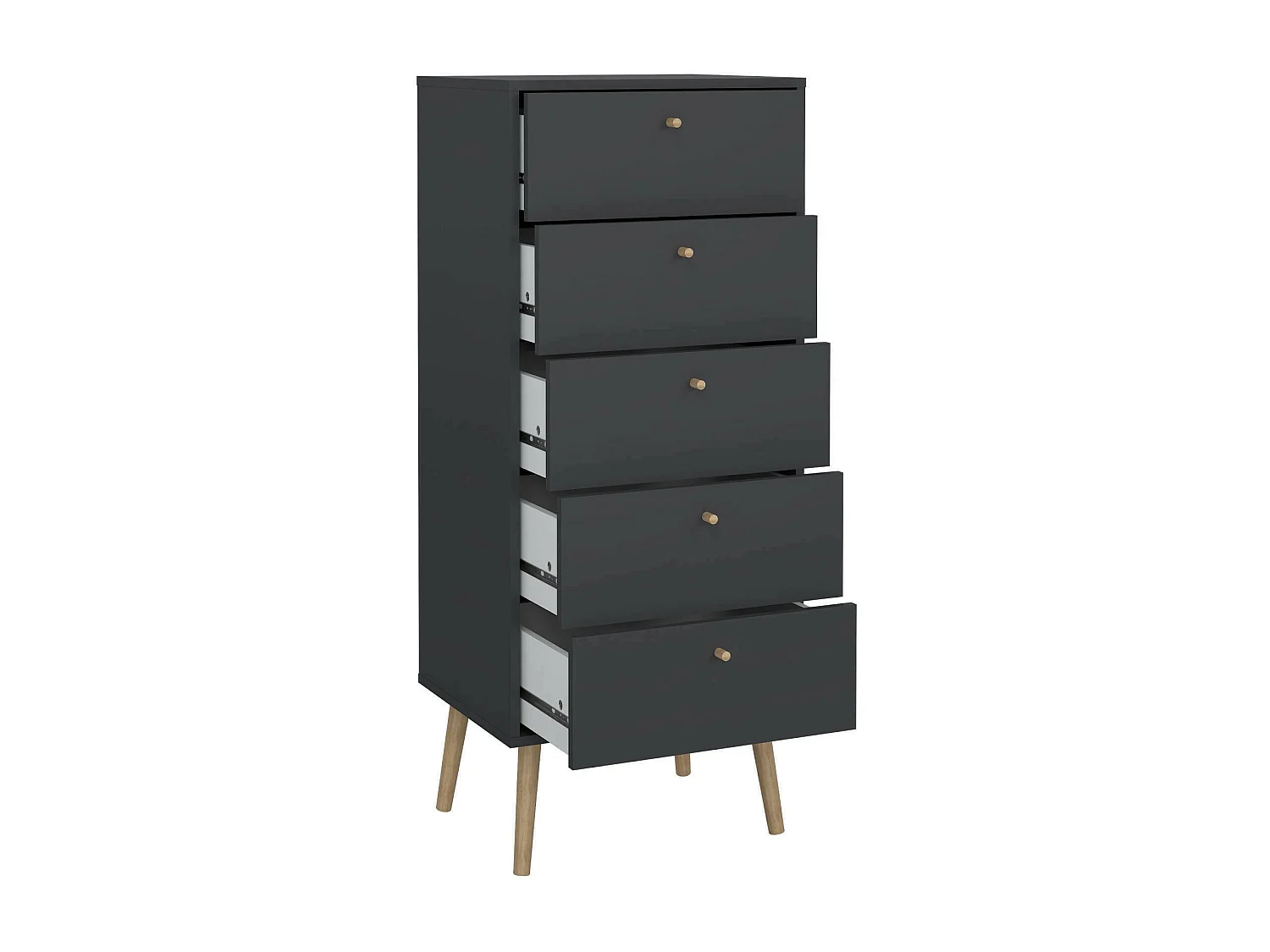 Commode Driv, Commode polyvalente, Commode de chambre, Meuble avec tiroirs, 50x39 h120 cm, Gris